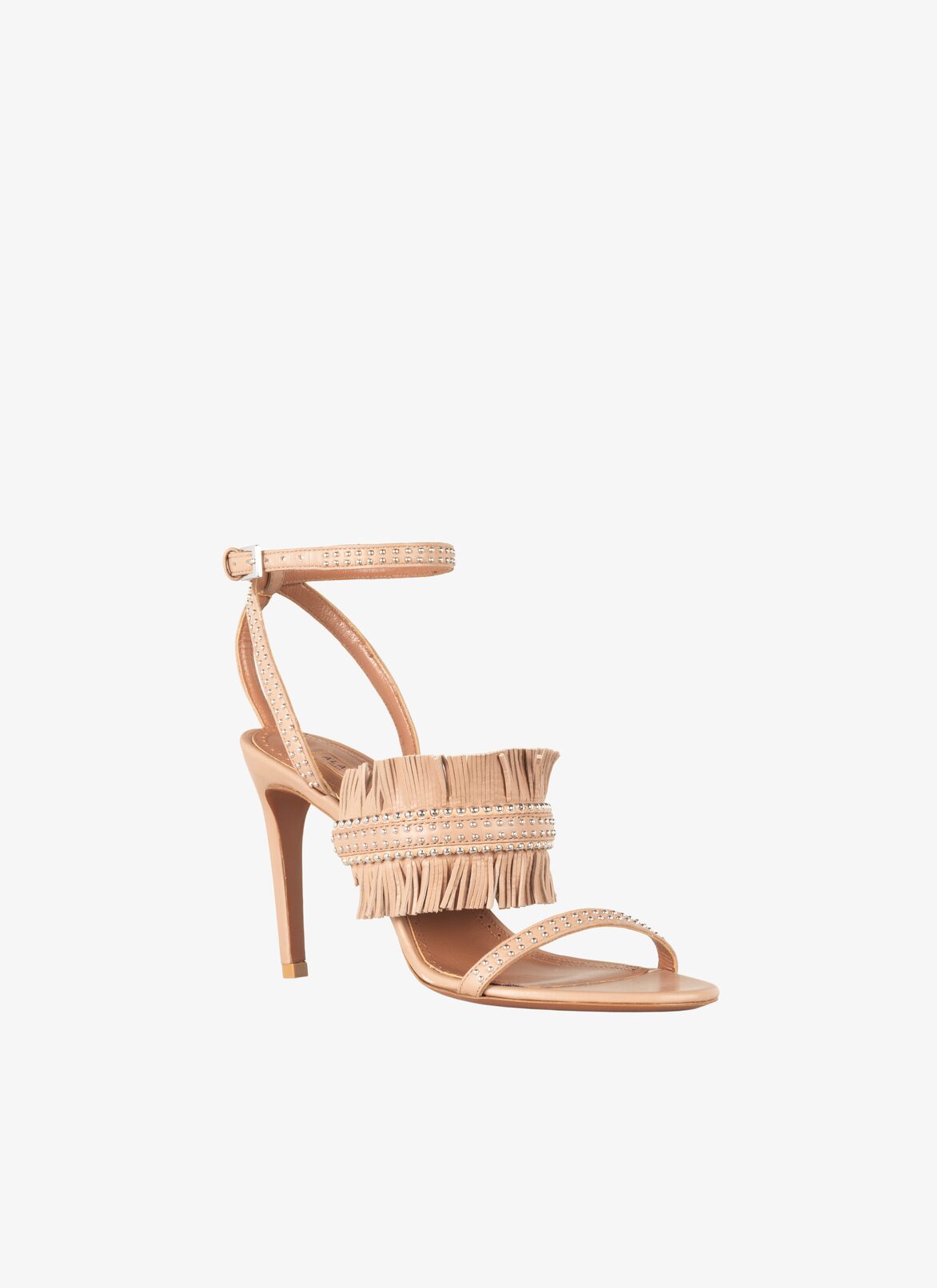 Calfskin Fringe Sandal ALAÏA BLUSH CALFSKIN FRINGE SANDAL